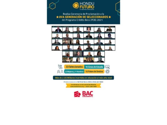 Con apoyo de BAC Credomatic se eligen 33 nuevos becados de HonduFuturo