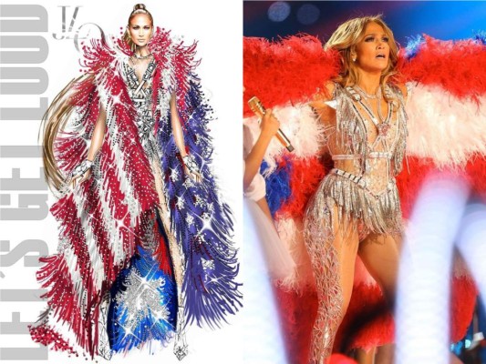 Los outfits que mostro Jennifer Lopez en el Hard Rock Stadium, fueron por parte de exclusiva linea de Versace