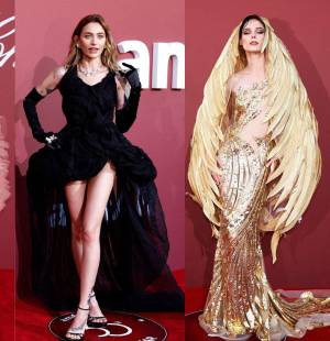 La 30 edición de la icónica gala amfAR en Cannes reunió a los nombres más reconocidos en el mundo del cine, la moda, música, arte y entretenimiento en una noche destinada a disfrutar y a aportar en la búsqueda de la cura para el SIDA. De izquierda a derecha: Heidi Klum, Paris Jackson, Coco Rocha y Natasha Poly