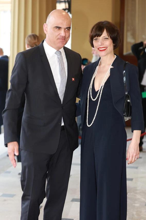 <b>El presidente de Suiza, Alain Berset</b> con su esposa, Muriel Zeender Berset