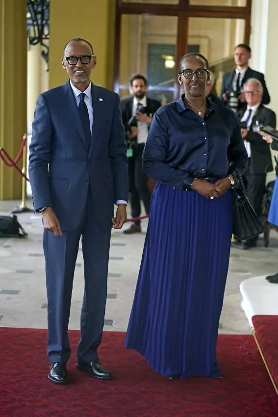 <b>Paul Kagame, presidente de Ruanda</b> y <b>la primera dama, Jeannette Kagame</b>