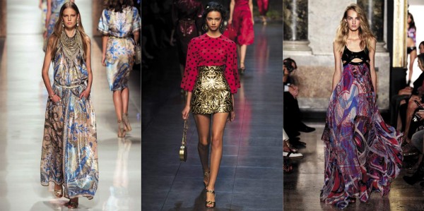 Los prints marcan tendencia. Looks by Etro, Dolce & Gabbana y Just Cavalli.