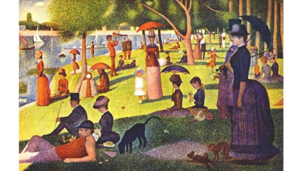 Tarde de domingo en la isla de la Grande Jatte, creación del artista francés Georges Seurat. Una genuina pieza de la técnica del puntillismo y según la evaluación de los profesionales está basada en la teoría del químico francés Eugéne Chevreul.<br/>