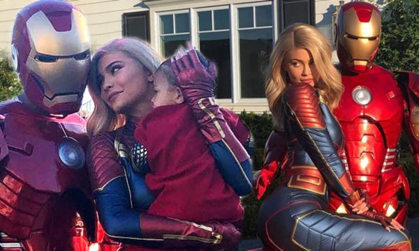 Kylie Jenner causa sensación al vestirse como la capitana Marvel para Travis