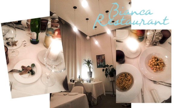 Bianca Restaurant, una sala con muebles modernos y un concepto minimalista que acompaña la cocina con su especialidad en mariscos.