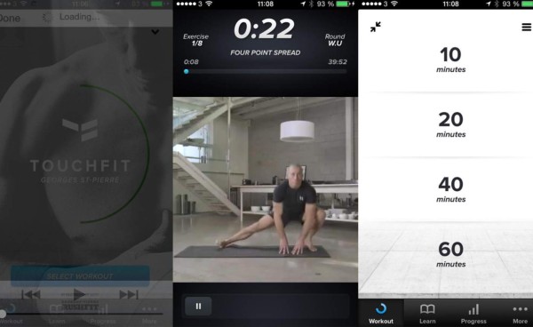 Touchfit: GSP Georges St-Pierre, campeón mundial de MMA, se convierte en tu entrenador personal, compartiendo sus rutinas para ejercitar músculos en esta app fácil de usar. Entrenamientos de 20, 40 ó 60 minutos te permitirán escoger el adecuado para ti según tu nivel de resistencia.