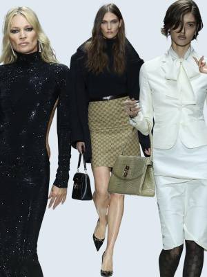 En su debut como director creativo de Gucci, Demna presentó en Milán una colección Otoño-Invierno 2026/2027 con diversas formas de vestir: chaquetas que se combinan con faldas; pantalones tipo leggings y pantalones clásicos; del despacho al bar y todo lo que hay entre ambos.