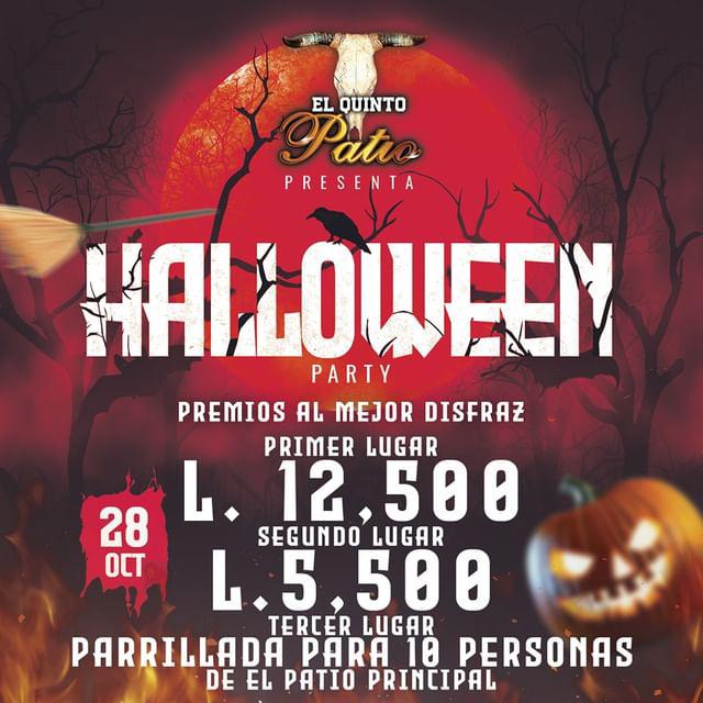 ¡Noche de Terror en El Quinto Patio! Celebra Halloween el 28 de octubre a las 8:00 p.m. con premios para los disfraces más asombrosos. Disfruta de diversión, música escalofriante y comida deliciosa en la capital. 