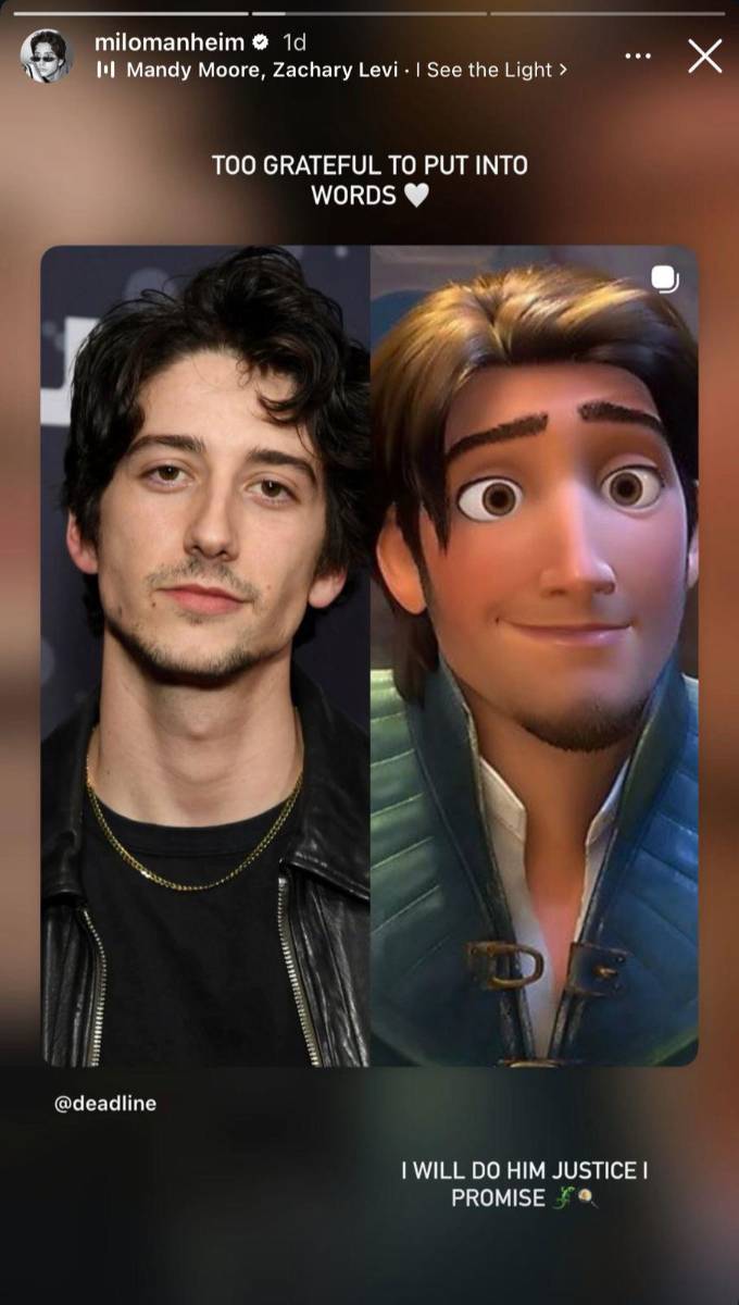 Tras el anuncio de su nuevo papel como Flynn Rider, Milo ha compartido su emoción en redes sociales. “Estoy demasiado agradecido como para ponerlo en palabras. Les prometo que le haré justicia”, escribió en una historia de Instagram.