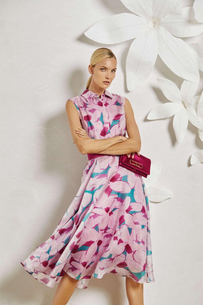 Vestido camisero corto de organza estampando