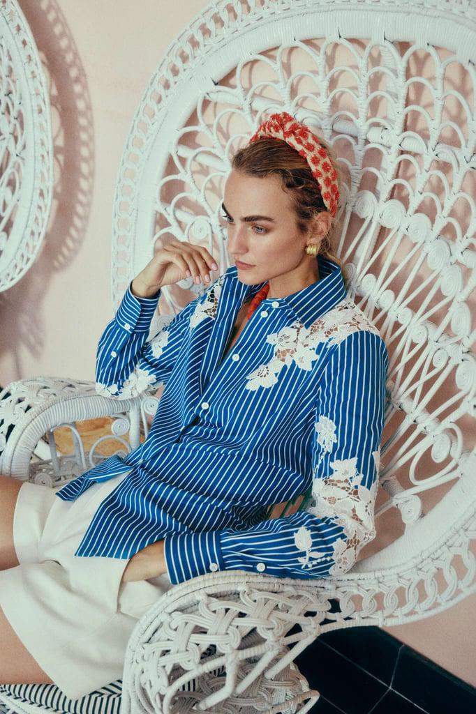 Camisas abotonadas a rayas con aplicaciones florales 