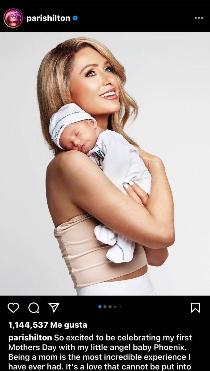 Paris Hilton compartió una emocionate foto junto a su bebé. Esta es la primera vez que la influencer celebra el día de las madres.