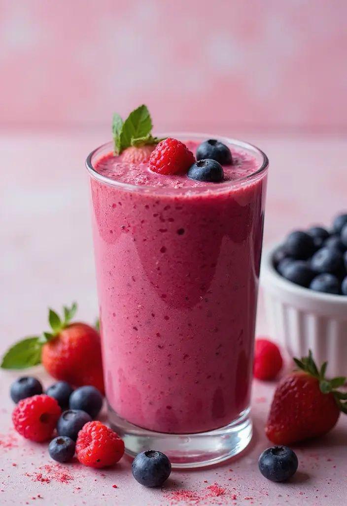 <b>Licuado de leche descremada con fruta, avena integral y frutos rojos. </b>Un snack fácil y rápido de preparar, rico en calcio y fibra, perfecto para aportar energía de manera balanceada.