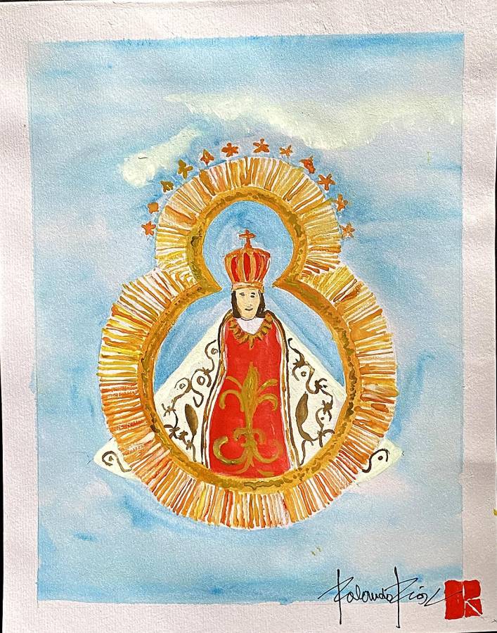 Acuarela de la Virgen de Suyapa, que recientemente celebró su fiesta patronal en conmemoración de los 276 años de su hallazgo