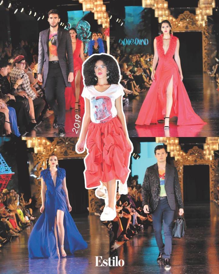 En Estilo Moda 2019, la marca sorprendio con una explosion de color: una coleccion inspirada en la Guacamaya, el ave nacional. Texturas vibrantes, plumas, lentejuelas y elementos en 3D reafirmaron su compromiso con la identidad nacional.