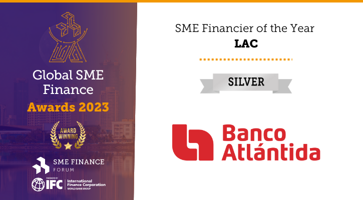 Por segundo año consecutivo, Banco Atlántida es ganador Plata en la categoría Financiador Pyme del año