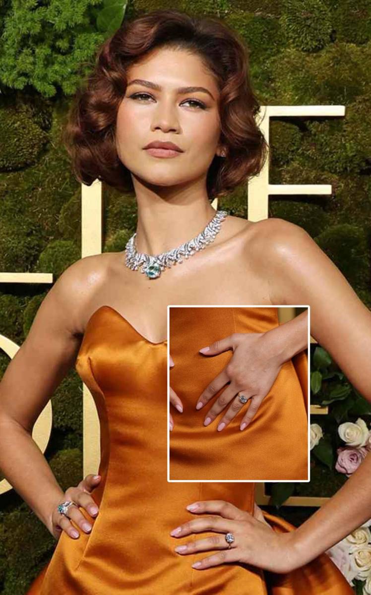 2025:Una aparición de Zendaya en los Golden Globes reavivó las conversaciones sobre un posible compromiso. Un anillo de diamantes en su mano izquierda fue suficiente para captar la atención de medios y seguidores.