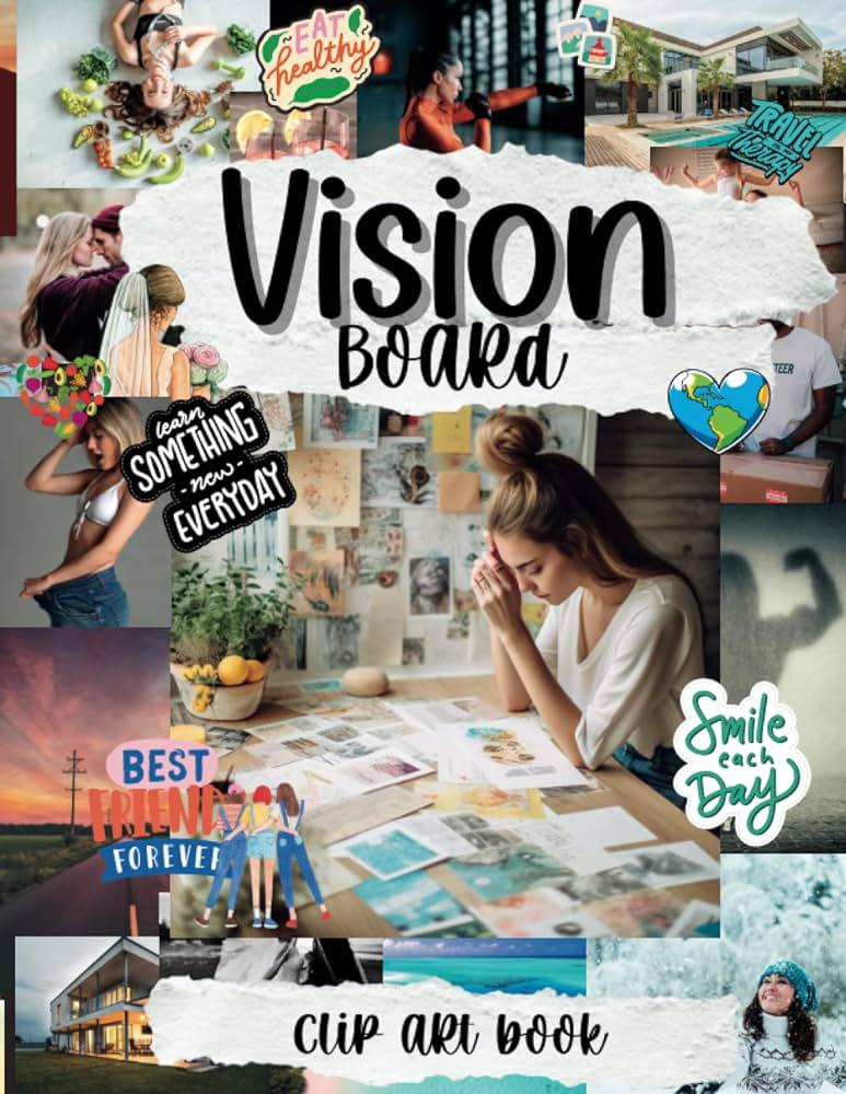 2. Reúne imágenes, retales, objetos, fotos, colores, frases y palabras que te emocionen e inspiren. Comienza a crear tu collage, pero aún no lo fijes con pegamento.