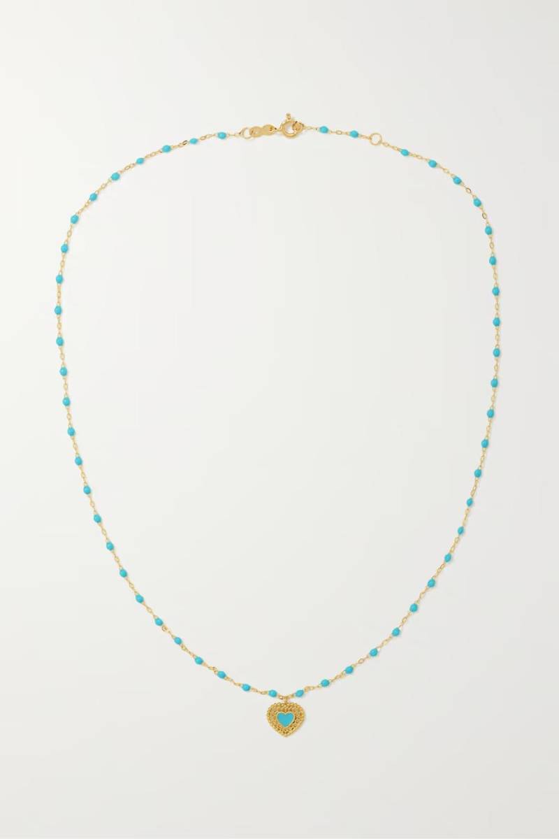 Collar Lace Heart de oro de 18 quilates y resina