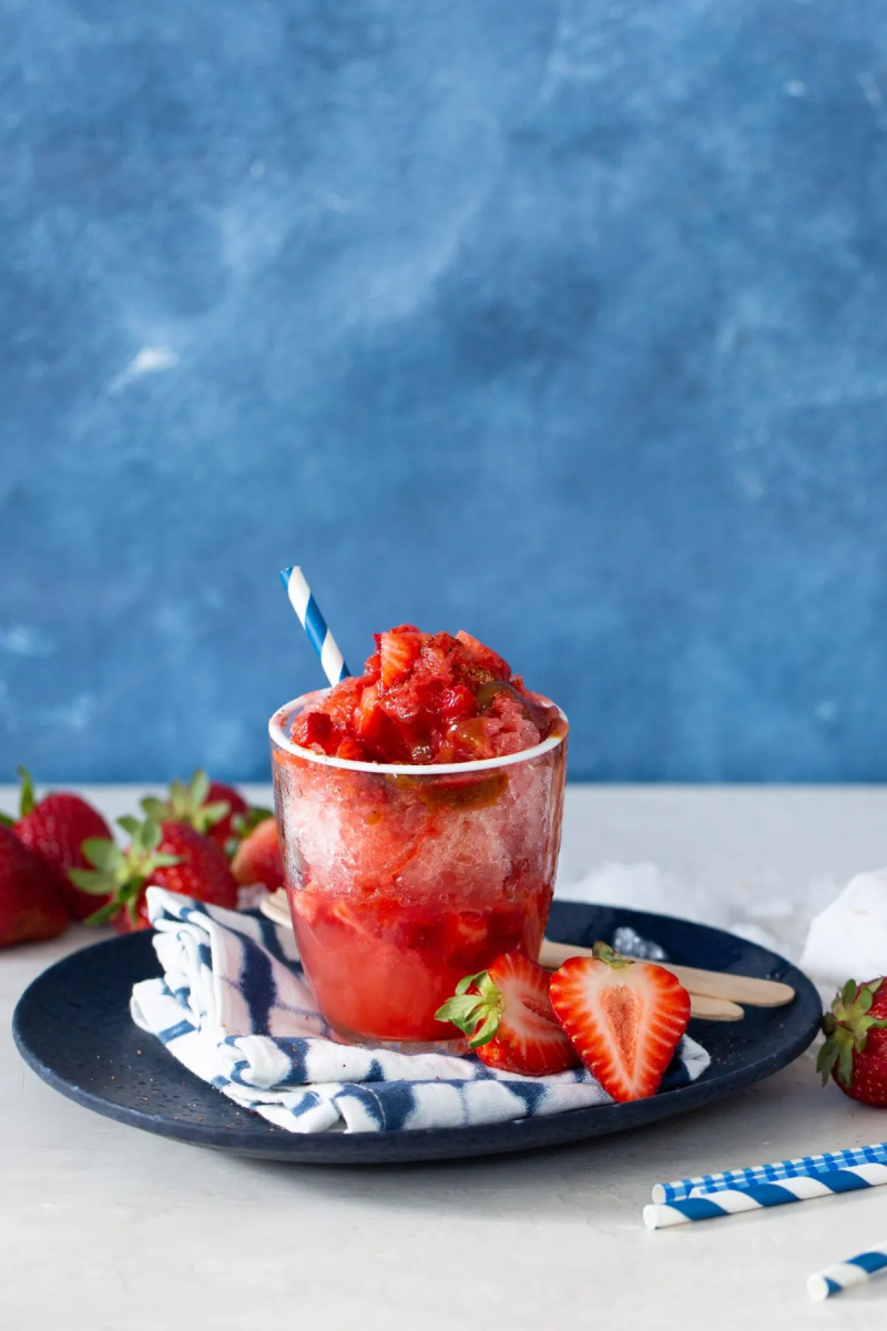 Receta de granita de fresa con crema