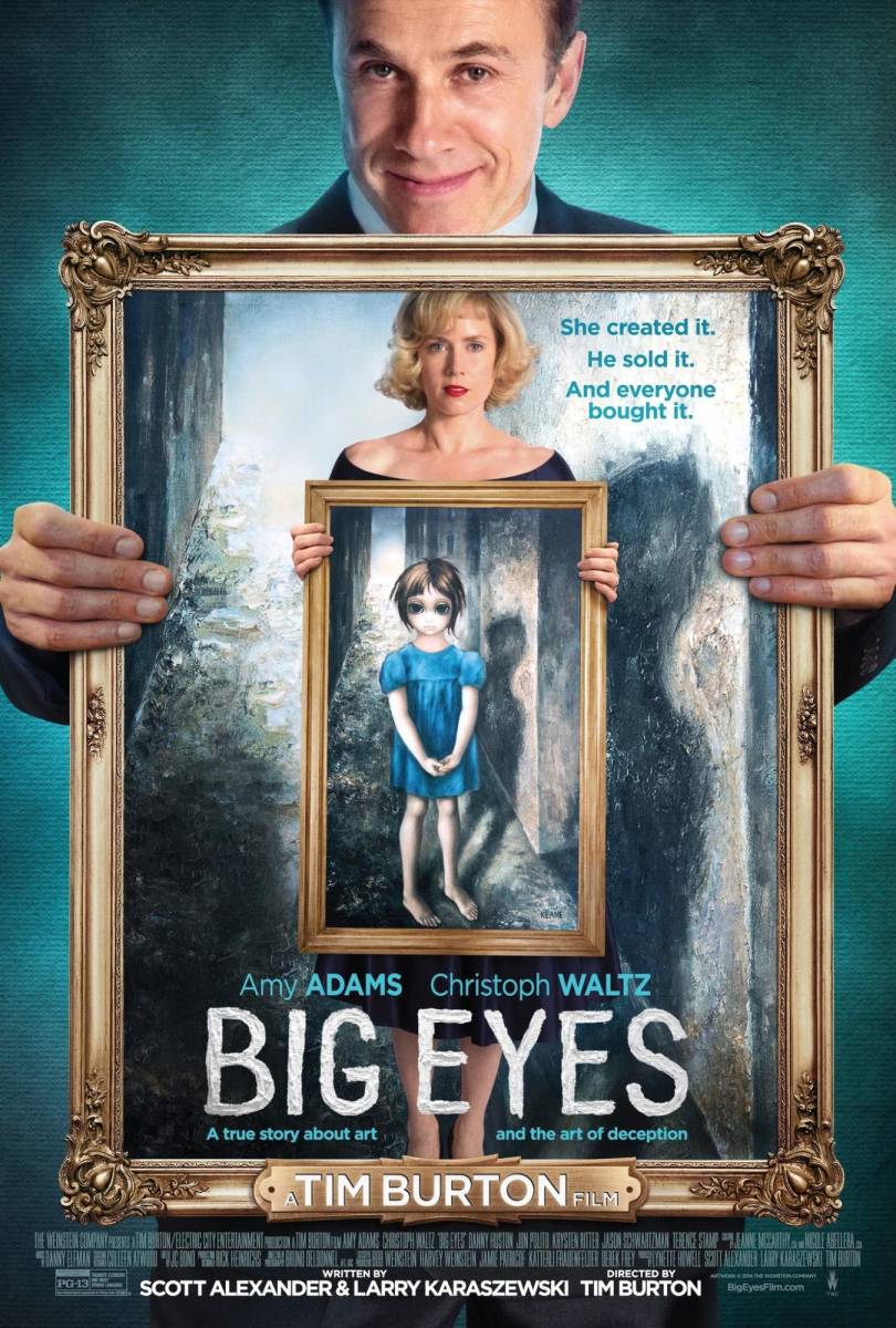 Big Eyes es una película biográfica de un artista incomprendido. Amy Adams como Margaret Keane, la verdadera mujer detrás de las famosas pinturas de ojos grandes (su marido abusivo, Walter Keane, se hizo pasar por el verdadero artista). Tim Burton utiliza el color para comunicar las emociones de la historia: las alegrías de su temprano matrimonio están bañadas en colores saturados pero se vuelven más oscuras con tonos más fríos durante sus conflictos sobre las pinturas.