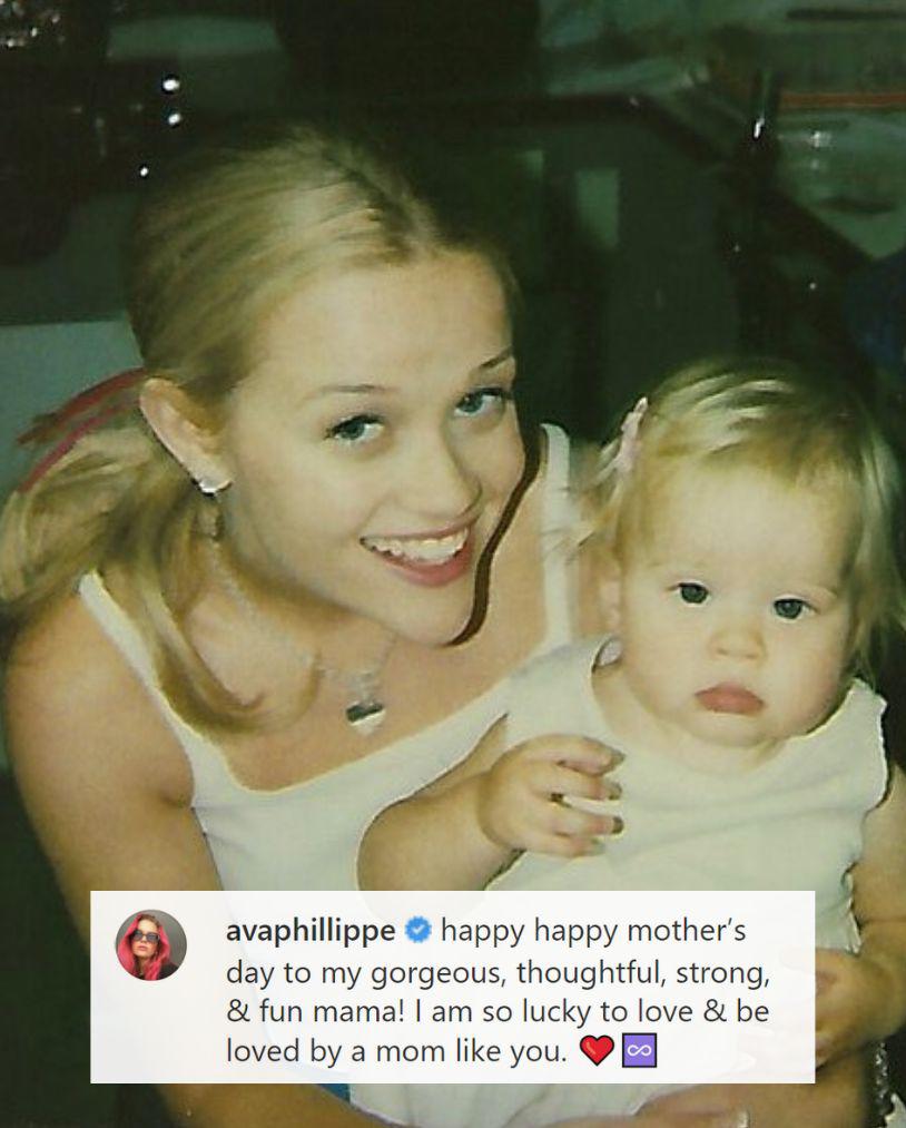 Ava, hija de Reese Witherspoon, recordó con una foto y un amoroso mensaje a su madre. “¡Feliz día de la madre a mi mamá hermosa, atenta, fuerte y divertida! Soy tan afortunada de amar y ser amada por una madre como tú”. 