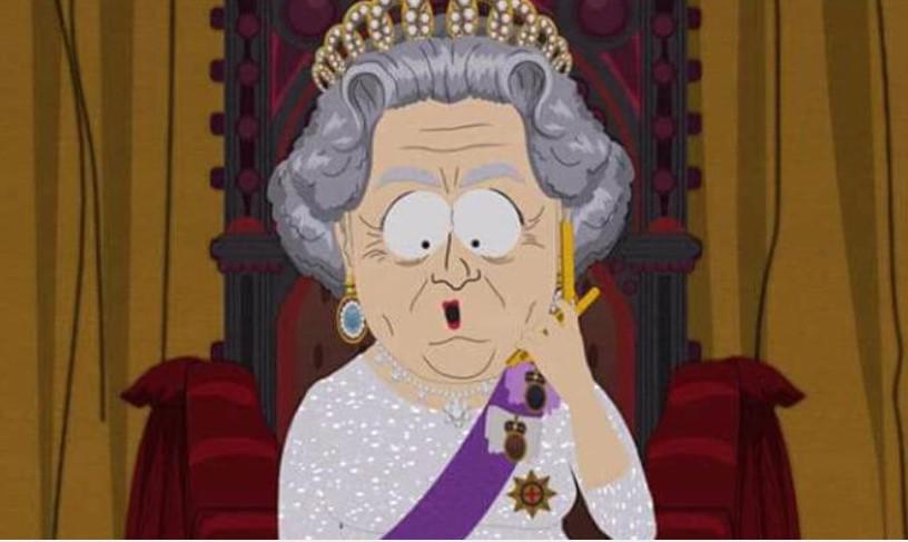 South ParkLa excéntrica serie estadounidense también utilizó la imagen de la fallecida monarca en un pequeño lapso de uno de sus capítulos.