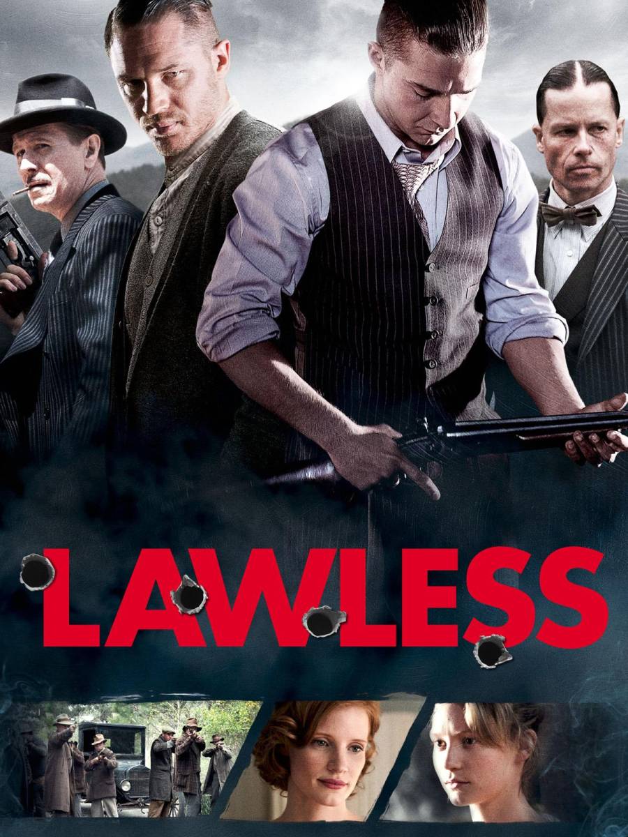 LawlessAparecen estrellas como Tom Hardy y Jessica Chastain y narra la historia de un trío de hermanos contrabandistas que se llevan una gran sorpresa cuando un policía nuevo está empeñado en arruinar sus ilegales planes.