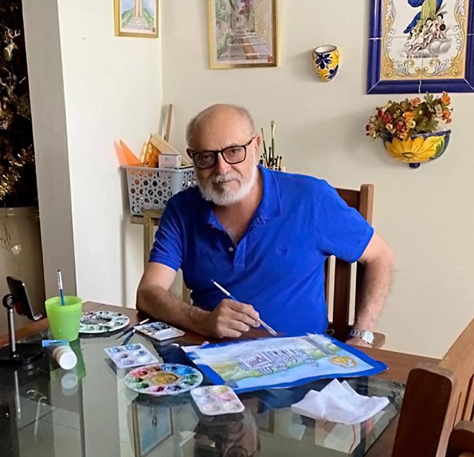El arquitecto Ríos, quien descubrió hace poco más de cinco años su talento para la acuarela