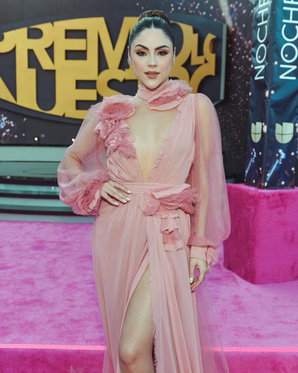<b>Yayis Villarreal</b> La influencer y creadora de contenido utilizó un look romántico en tono rosa, con un escote profundo y flores bordados en el escote.
