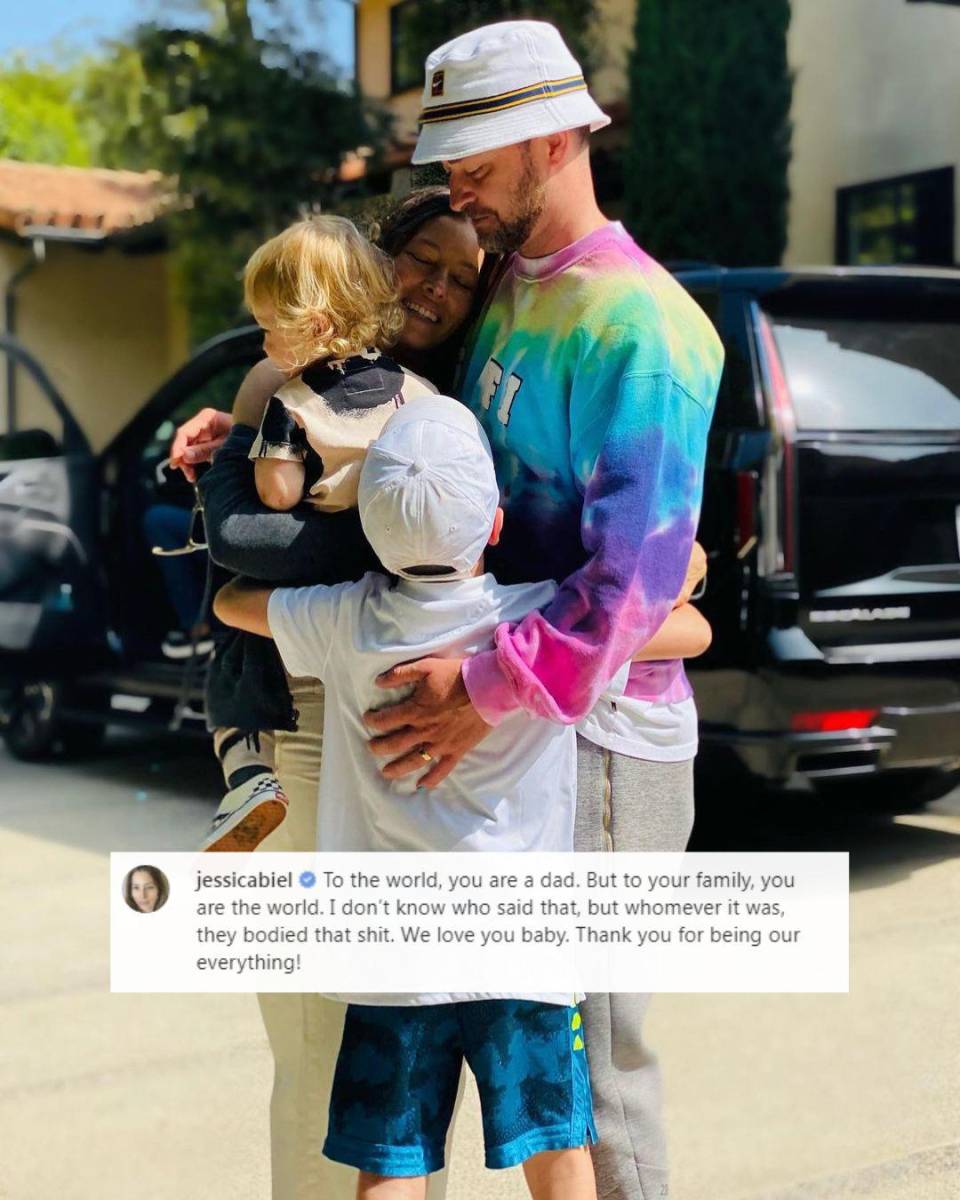“Para el mundo, eres un papá. Pero para nuestra familia, eres el mundo. No sé quién dijo eso, pero quienquiera que haya sido, tiene esa m*****. Nosotros te amamos, bebé. ¡Gracias por ser nuestro todo!”, fue el mensaje que Jessica Biel le dedicó a Justin Timberlake. 