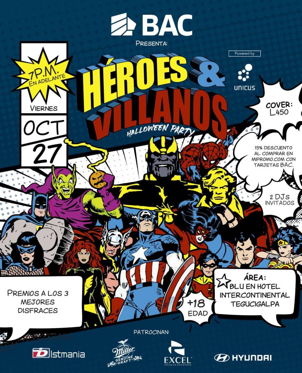 ¿Listo para la fiesta de Halloween más épica, donde héroes y villanos se encontrarán? Vístete como tu personaje favorito y compite por emocionantes premios. ¡Prepárate para una noche inolvidable de diversión y disfraces! 