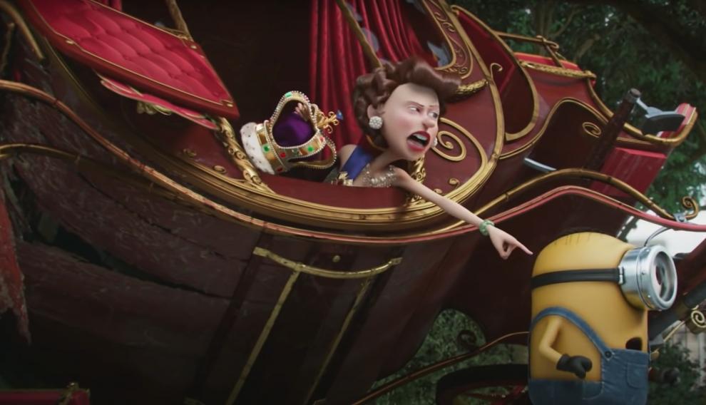 Los MinionsEl episodio icónico de los Simpson no es el único en donde se presenta un accidente con la reina: los famosos Minions Kevin, Stuart y Bob también chocaron el carruaje de la royal para robarle su corona. 