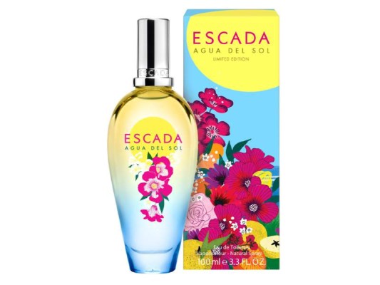ESCADA agua del sol, Agua de Tocador: Agua del Sol de Escada es una fragancia de la familia olfativa Floral Frutal para Mujeres. Esta fragancia es nueva. Agua del Sol se lanzó en 2016.Las Notas de Salida de Agua del Sol de Escada son mandarina, sorbete, frambuesa, cítricos, helado, pera y pimienta rosa; las Notas de Corazón son rosa, chabacano y notas afrutadas; las Notas de Fondo son haba tonka, sándalo y almizcle blanco. $!ESCADA agua del sol, Agua de Tocador: Agua del Sol de Escada es una fragancia de la familia olfativa Floral Frutal para Mujeres. Esta fragancia es nueva. Agua del Sol se lanzó en 2016.Las Notas de Salida de Agua del Sol de Escada son mandarina, sorbete, frambuesa, cítricos, helado, pera y pimienta rosa; las Notas de Corazón son rosa, chabacano y notas afrutadas; las Notas de Fondo son haba tonka, sándalo y almizcle blanco.