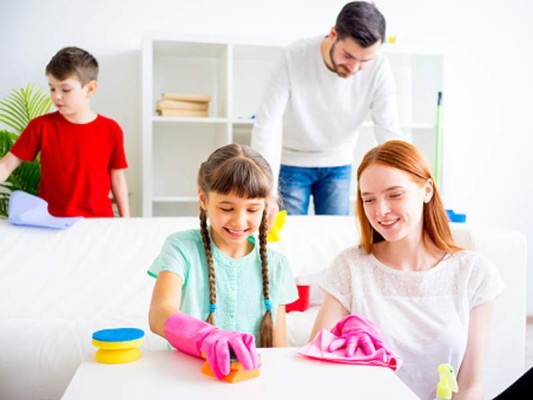 Happy family of four is cleaning their house $!Happy family of four is cleaning their house