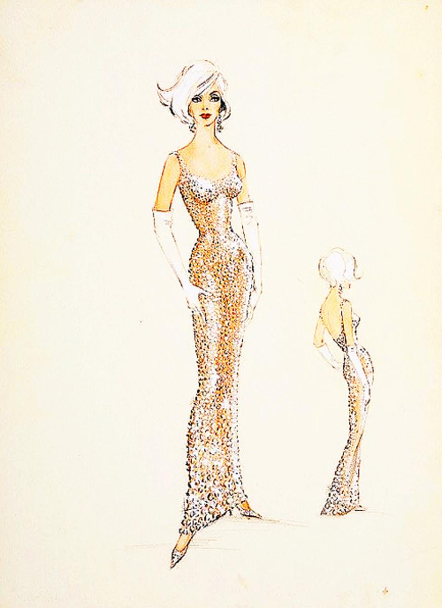 El vestido fue diseñado por Jean Louis, inspirado en un boceto de Bob Mackie. $!El vestido fue diseñado por Jean Louis, inspirado en un boceto de Bob Mackie.